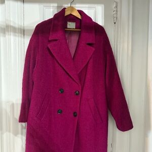 ASOS Fuchsia Double-Breasted Pea Coat